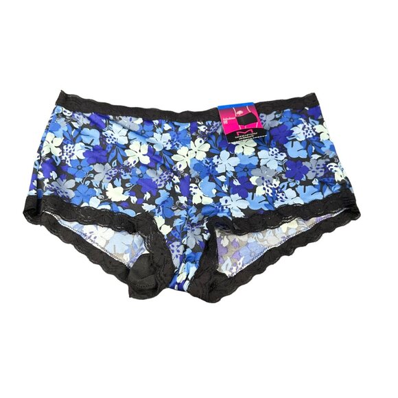 Maidenform Women's Size XL 8 Panty Boyshort Fabulous Fit Floral Blue New - Picture 1 of 8